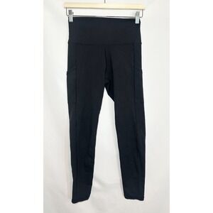 OFFLINE by Aerie Women's MEDIUM The Hugger Black Leggings Side Pockets